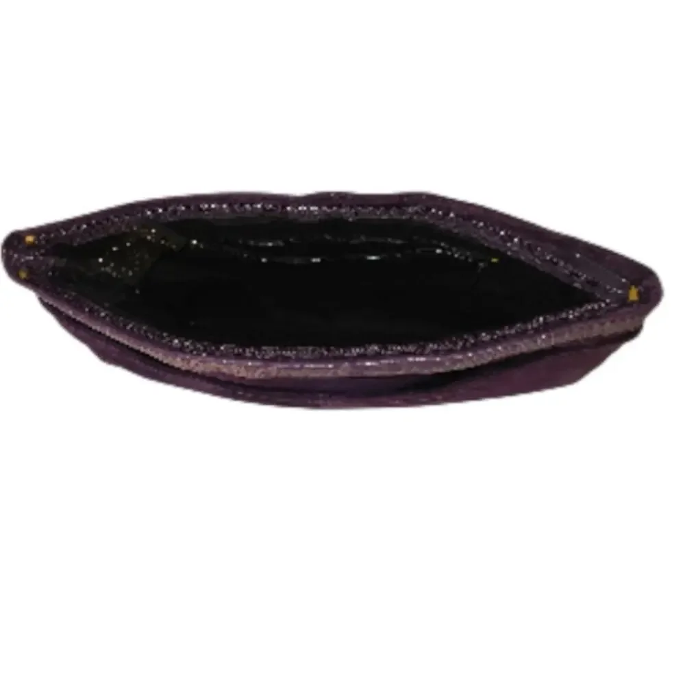 Vintage Purple Suede Clutch Bag Evening Hong Kong Made EUC FDO Zipper